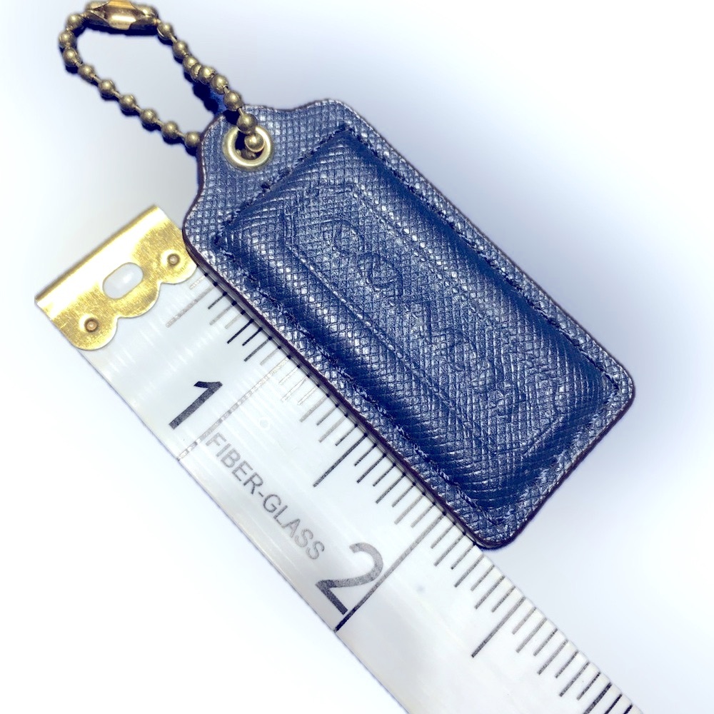 COACH Textured Leather Key Fob Bag Charm Keychain Hang Tag